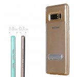 Wholesale Galaxy Note 8 Clear Armor Bumper Kickstand Case (Champagne Gold)